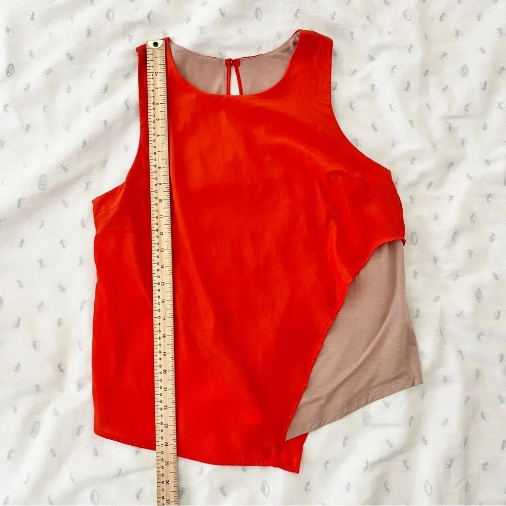 Anthropologie Bordeaux Orange Asymmetrical Colorblock Sleeveless Blouse – Medium - Picture 8 of 11